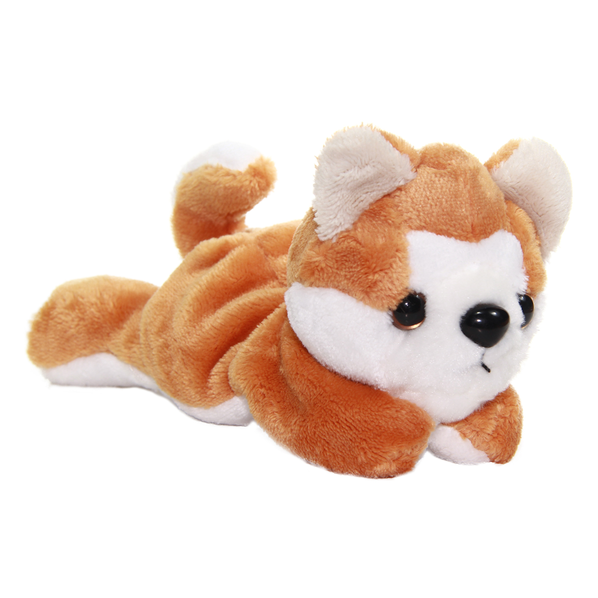 brown and white plush dog