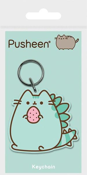 pusheen dinosaur keychain