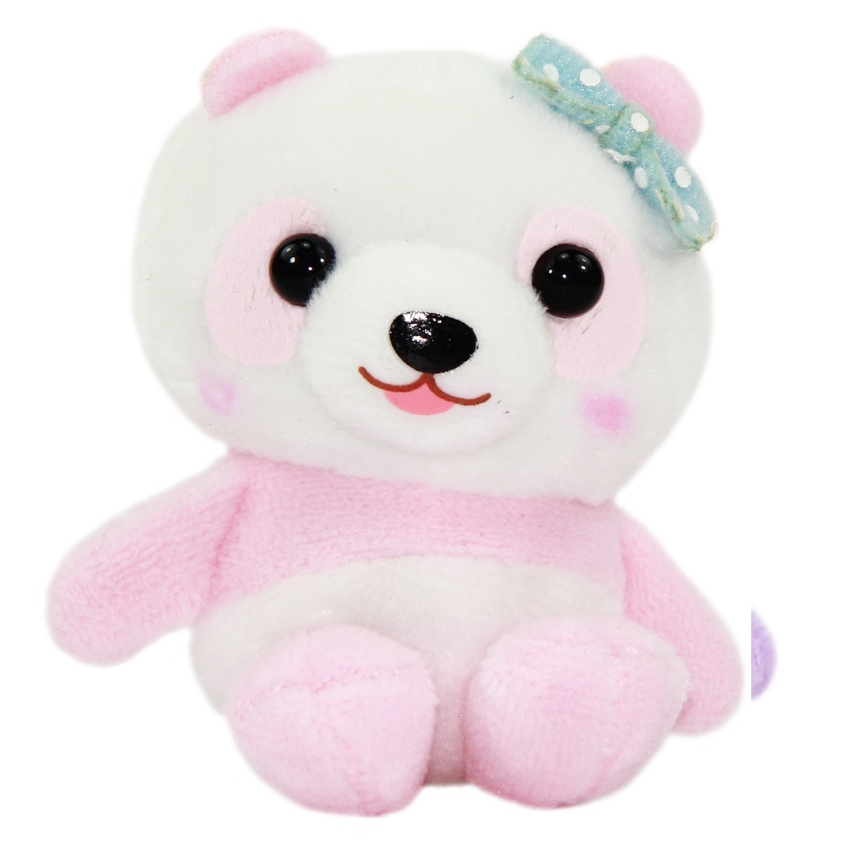 Panda Plush Toy Pastel Colors White Pink Plushie 3 Strap