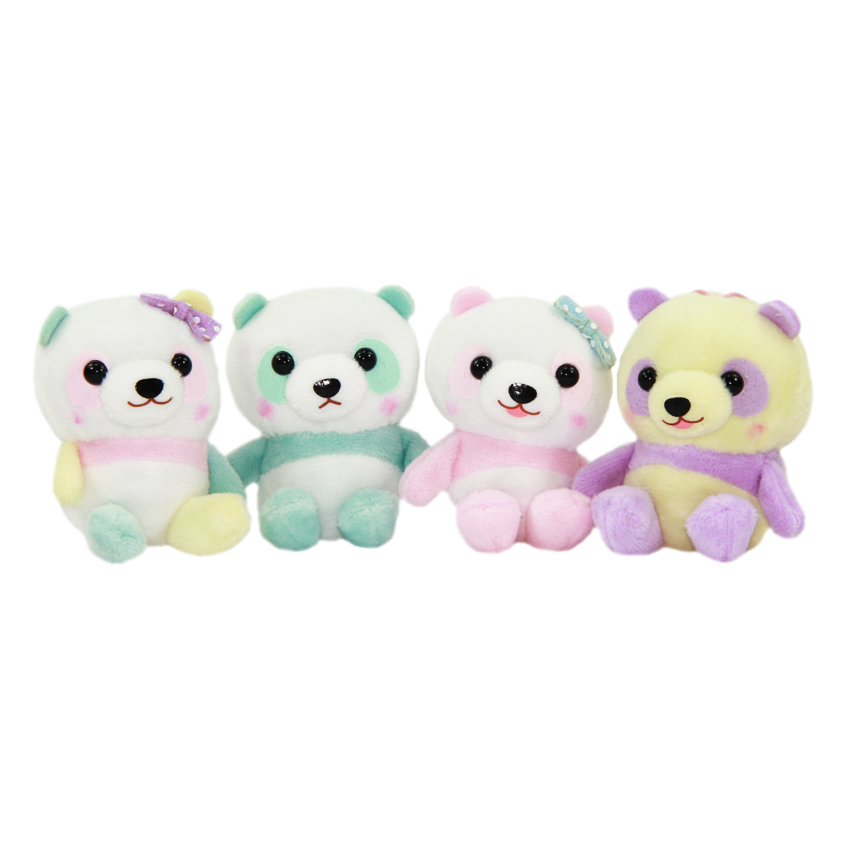 Panda Plush Toy Pastel Colors White Green Plushie 3 Strap