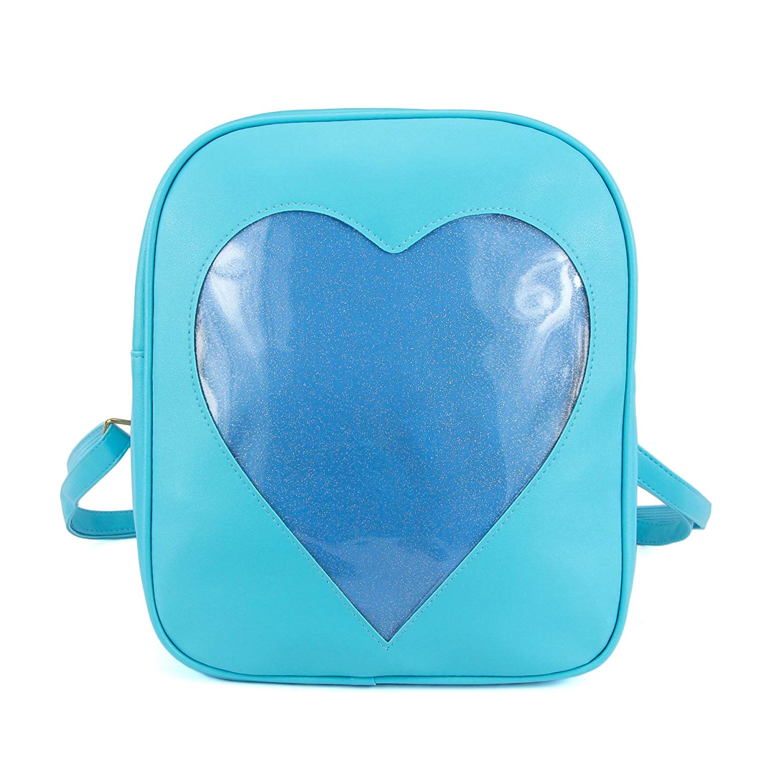 ITA Bag Blue Transparent Glitter Heart Backpack Harajuku Purse Traveler