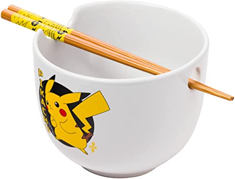 Pokemon Pikachu Ceramic Ramen Bowl with Chopsticks