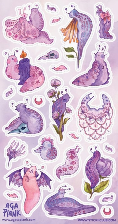 Gothic Garden Slugs Sticker Sheet