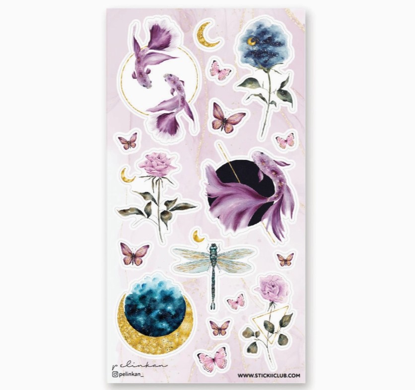 Moonlit Koi Pond Sticker Sheet