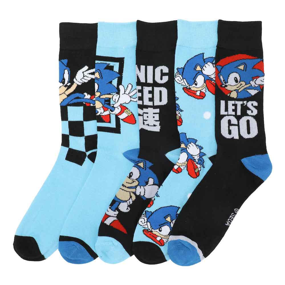 Sonic the Hedgehog Lets Go 5 Pair Crew Socks