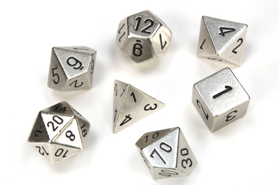 Chessex Metal Polyhedral Silver 7 Dice Set - CHX 27021