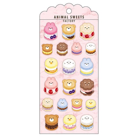 Mind Wave Animal Sweets Factory Chubby Macaroon 3D Puffy Sticker