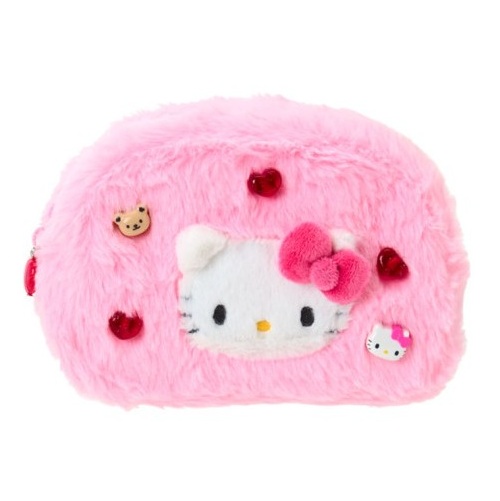 Hello Kitty Fuzzy Pouch Pink