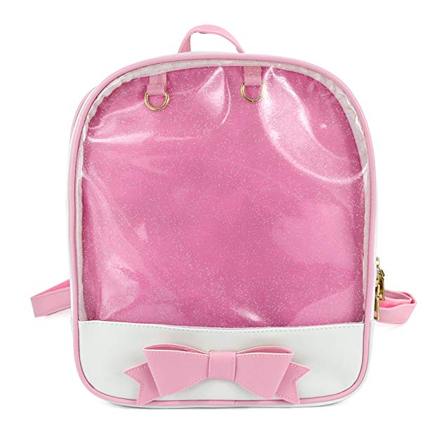 ITA Bag Pink White Bow Transparent Backpack Harajuku Purse Lolita Bag Girls Book Bag