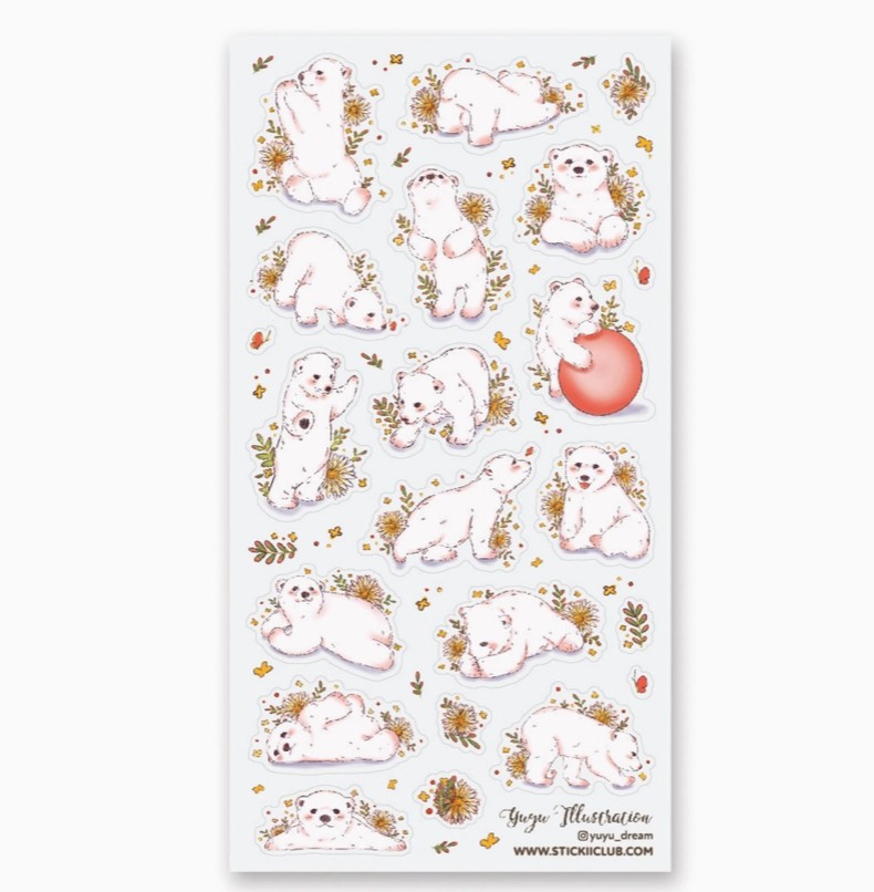 Playful Polar Bears Sticker Sheet