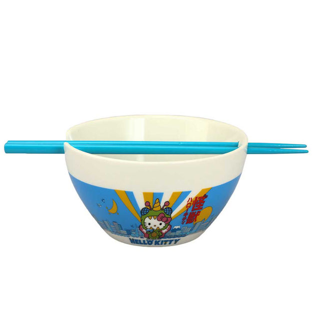 Hello Kitty Kaiju Ceramic Ramen Bowl with Chopsticks