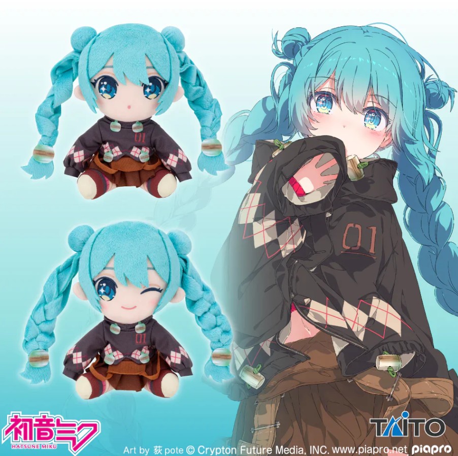 Hatsune Miku Plush Doll, Outdoor Fashion, Wink Ver., Vocaloid, 6 Inches, Small Size, Taito