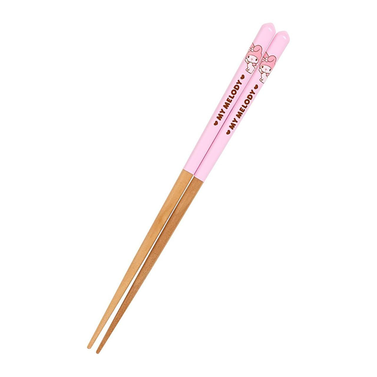 Sanrio My Melody Chopsticks 21cm Non-Slip Finish Easy to Grip Natural Wood Material