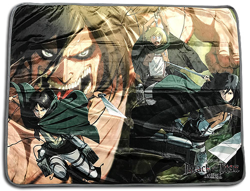 Attack on Titan Group Fight Throw Blanket