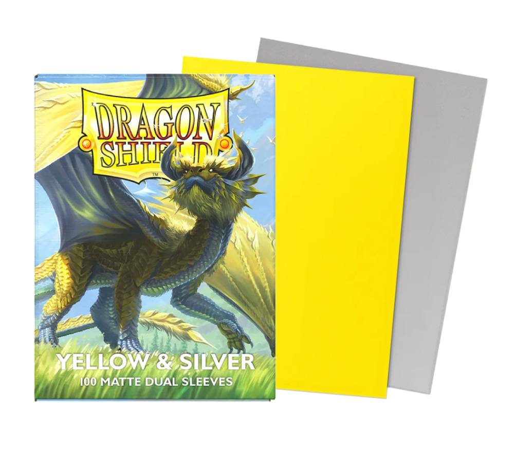 Dragon Shield - Yellow & Silver - Matte Dual Sleeves - Card Sleeves (100ct)