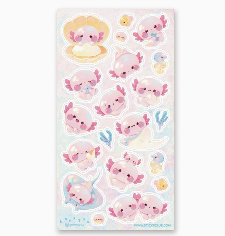 Adorable Axolotls Sticker Sheet
