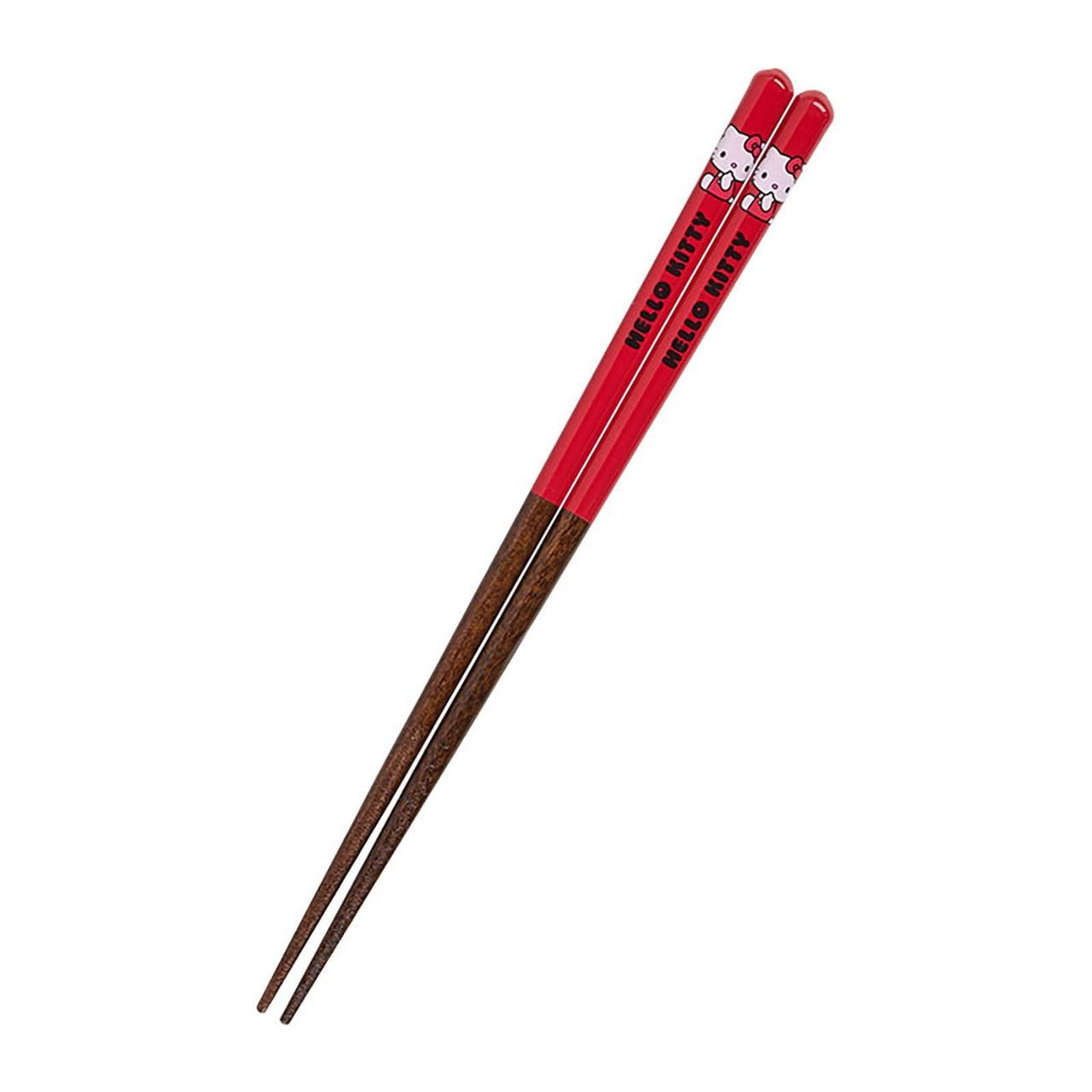 Sanrio Hello Kitty Chopsticks 21cm Non-Slip Finish Easy to Grip Natural Wood Material