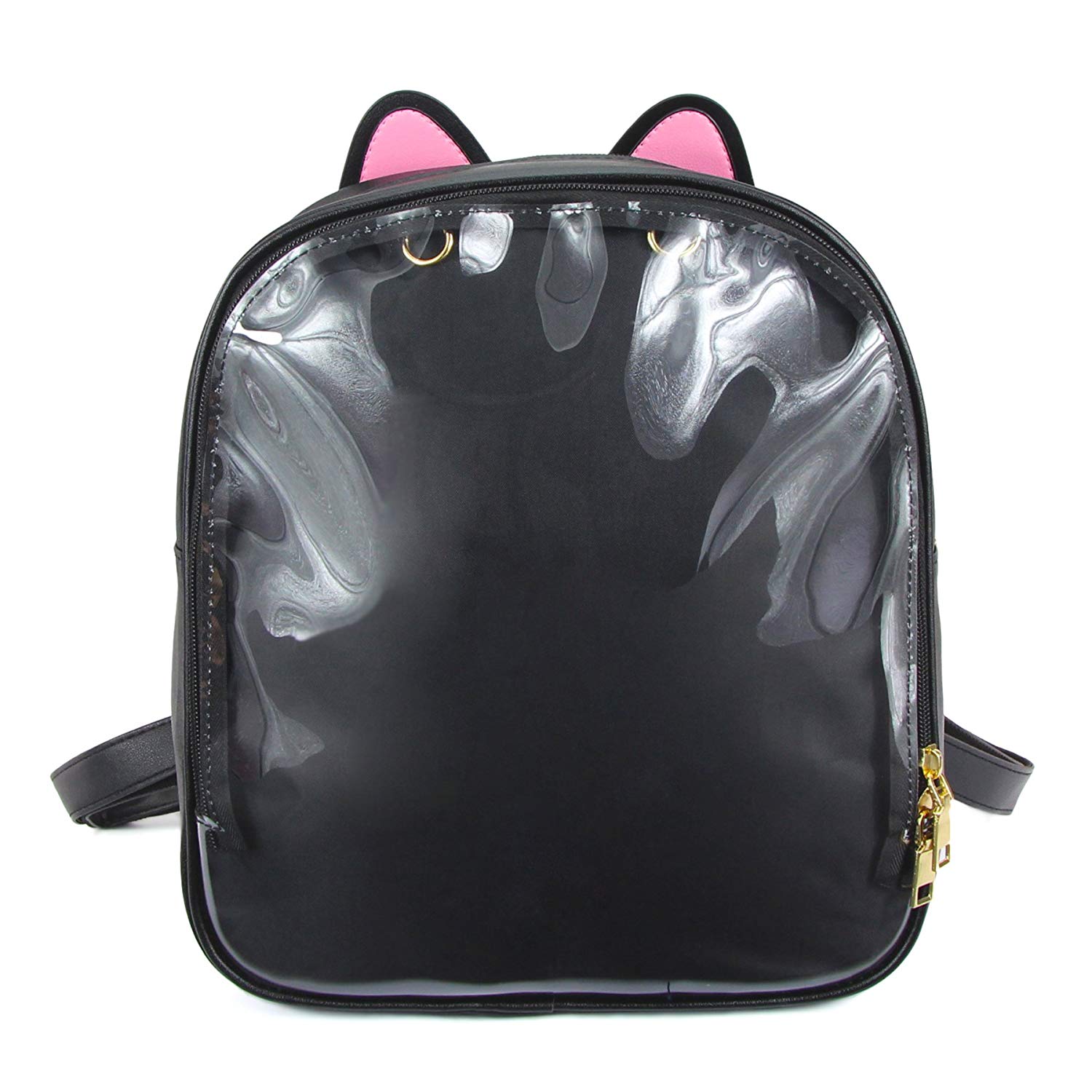 ITA Bag Black Transparent Cat Ear Backpack Harajuku Purse Traveler Bag Girls Book Bag