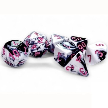 Chessex - Gemini Black White Pink Polyhedral 7 Die Set - CHX 26469 - Dice