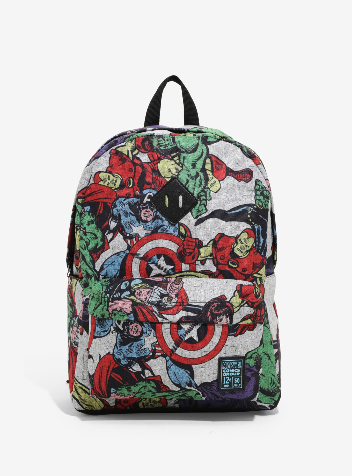 Marvel Avengers Print Backpack Book Bag Hulk, Black Widow, Iron Man, Captain America