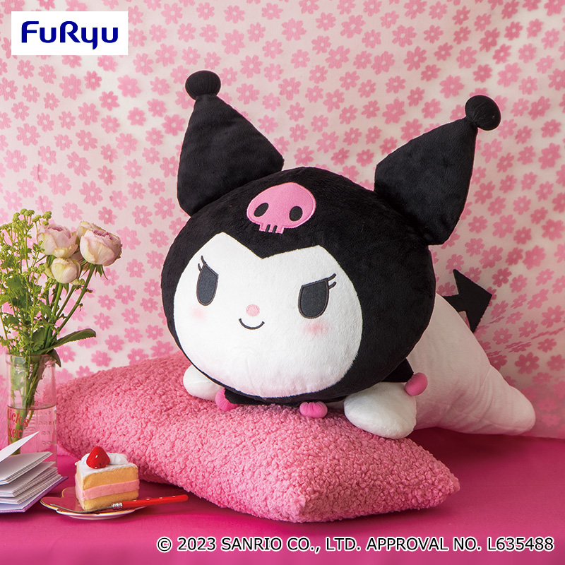 Kuromi Plush Doll, Lying down, 21 Inches, BIG Size, Black & White, Sanrio, Furyu