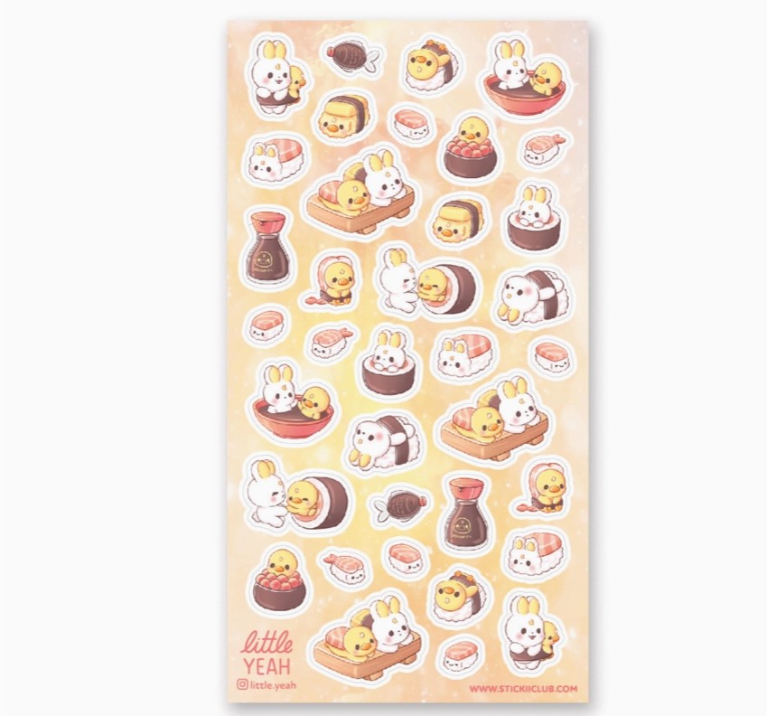 Sushi Yum Sticker Sheet Glitter