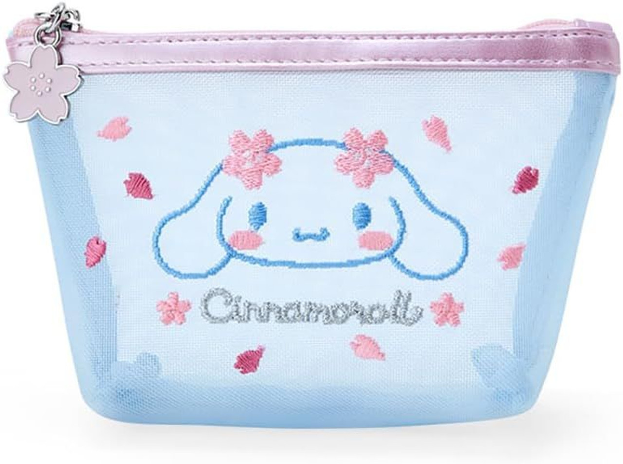 Cinnamoroll Pouch, Mesh, Cosmetic Bag, Pink Blue, Sakura, Sanrio