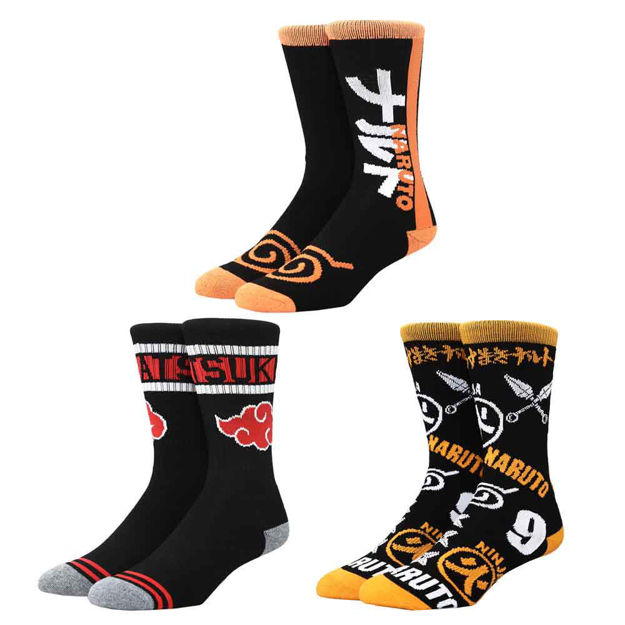 Naruto & Akatsuki 3 Pair Crew Socks