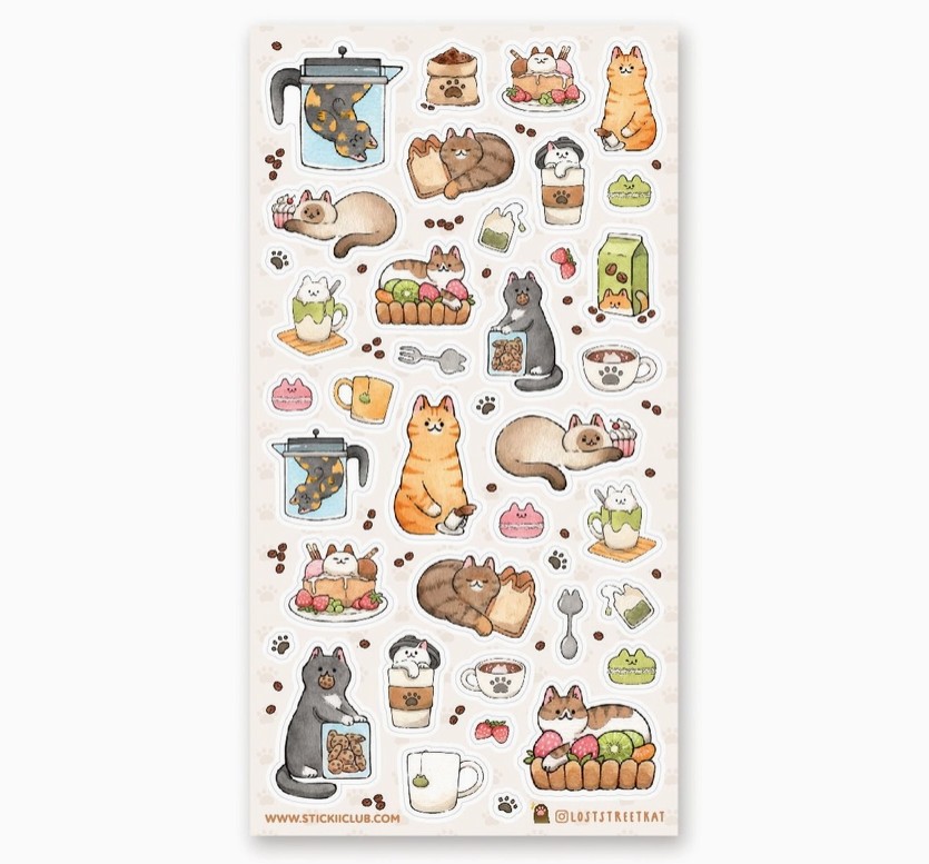 Cat Cafe Treats Sticker Sheet