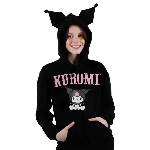 Kuromi 3D Plush Ears Cosplay Hoodie Size L - Large Sanrio