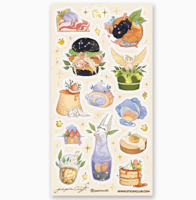 Celestial Cat Cafe Sticker Sheet