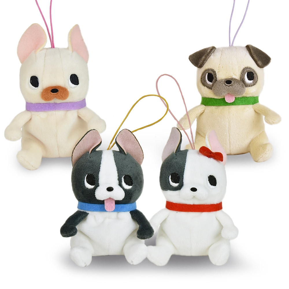 Amuse Plush Doll Pug Buruburu Boo! Boo Mini Dog Strap Plushie - Random Pick 1 PC