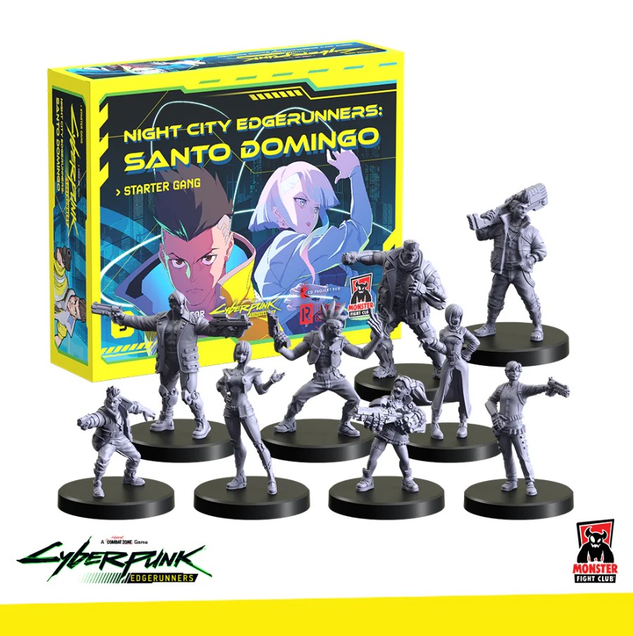 Monster Fight Club Combat Zone Board Game Cyberpunk Edgerunners - Night City Edgerunners, Santo Domingo Starter Gang