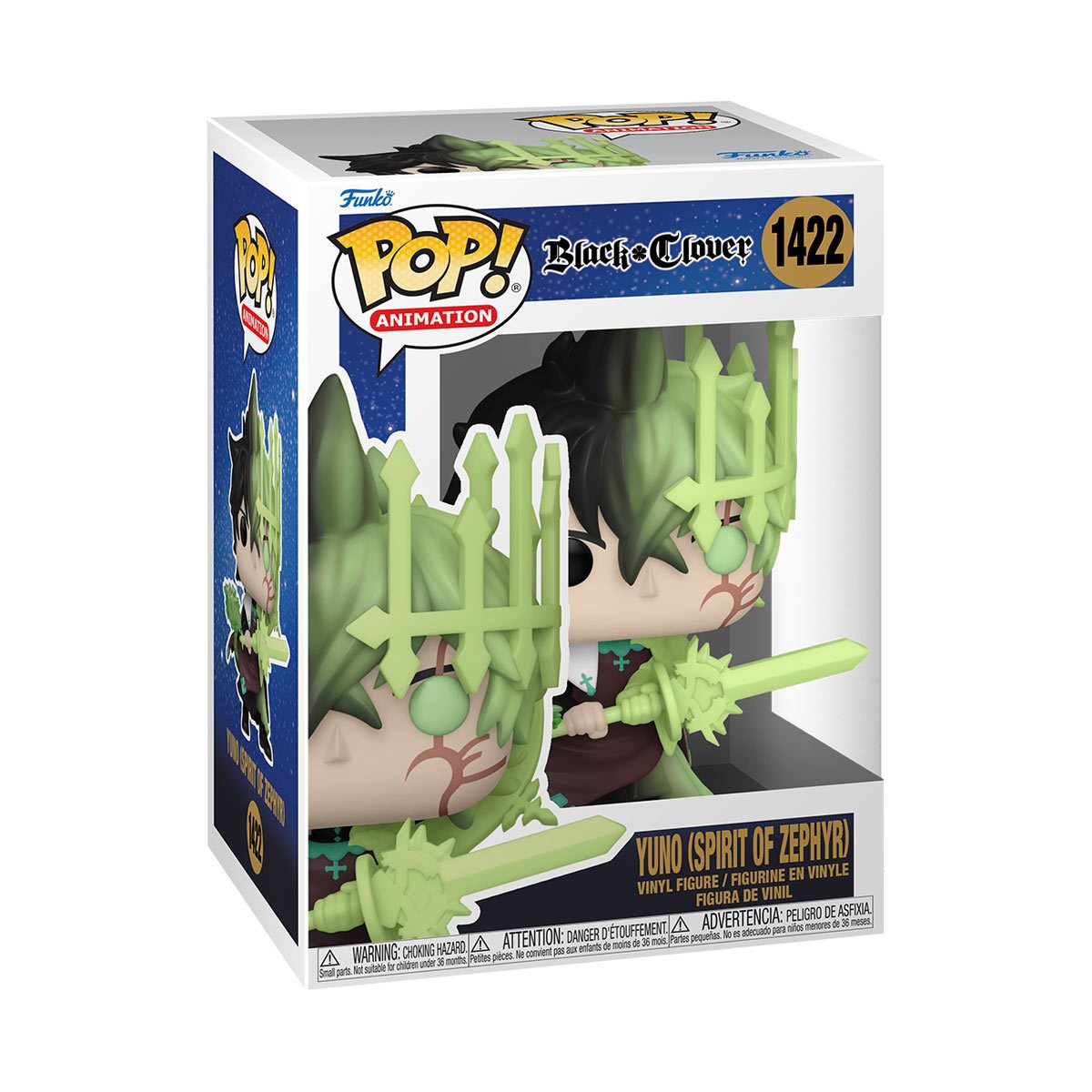 Yuno Figure (Spirit of Zephyr), Black Clover, Funko Pop Animation 3.75 Inches Funko Pop 1422