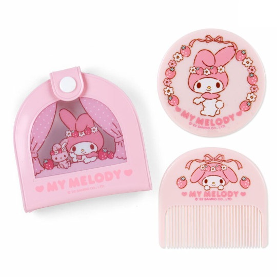 My Melody Compact Mirror & Comb Set Pink Sanrio