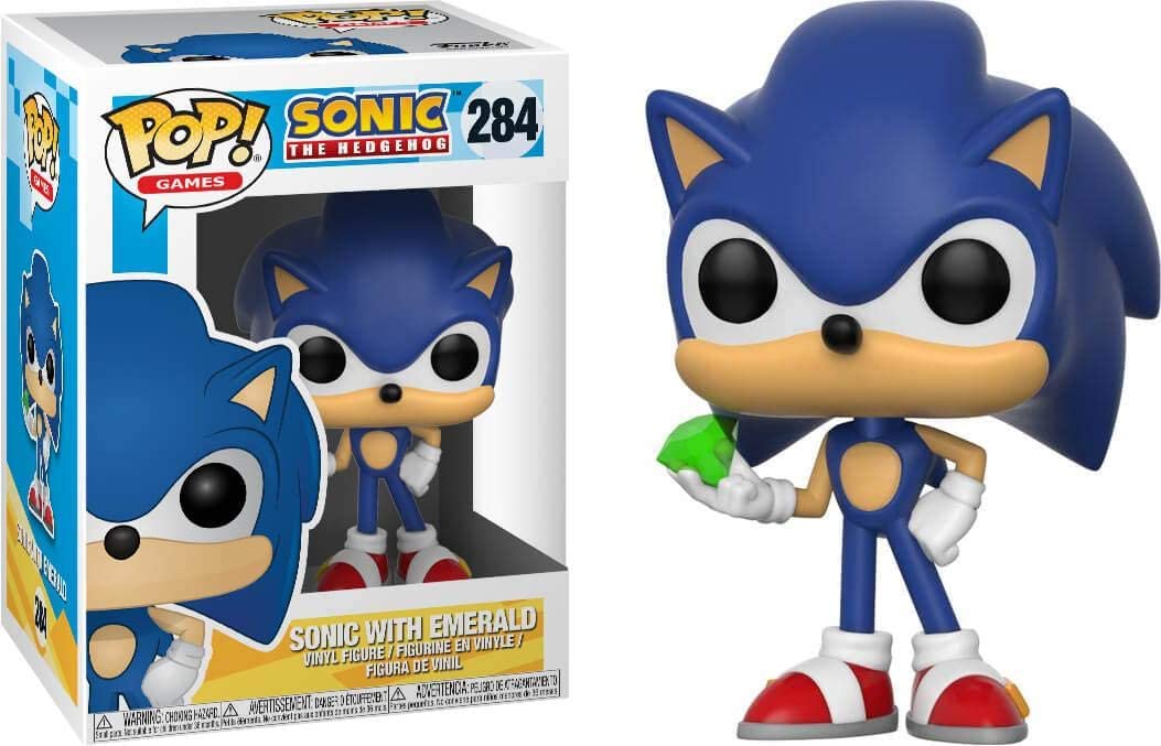 Sonic The Hedgehog, with emerald, Funko Pop Animation 3.75 Inches Funko Pop 284