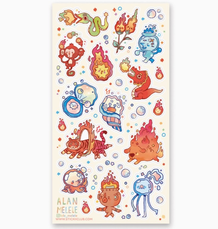 Fire & Water Sticker Sheet
