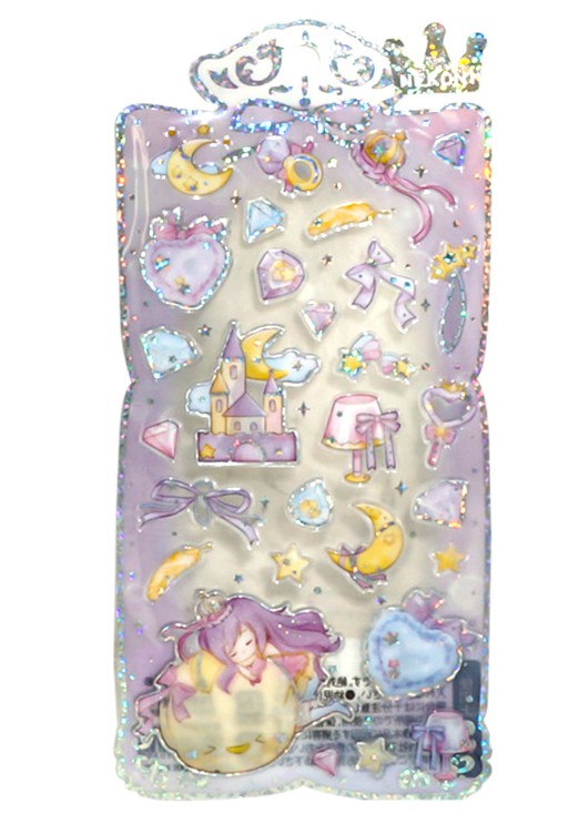 Purple Shiny Princess Crystal Gel Sticker Sheet Nekoni