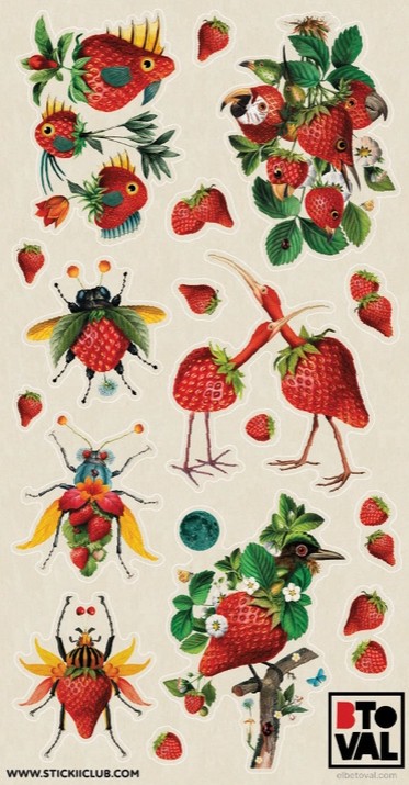 Strawberry Menagerie Sticker Sheet