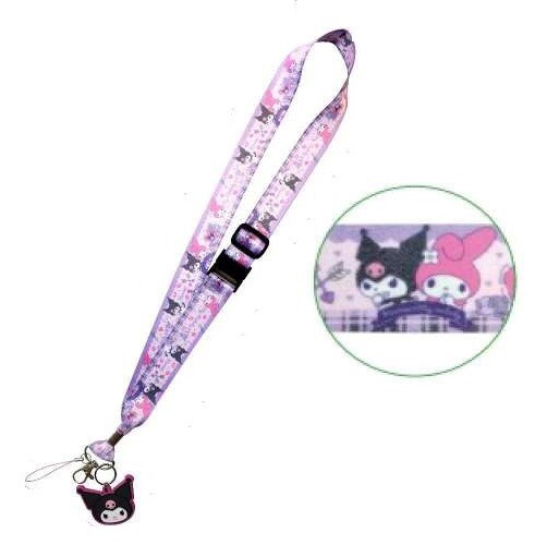 Kuromi & My Melody Rubber Mascot Attached Neck Strap Lanyard Sanrio