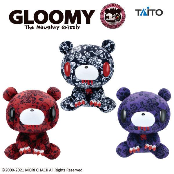 Taito Textillic Gothic Rose Gloomy Bear Plush Doll Red Black GP #573 12 Inches