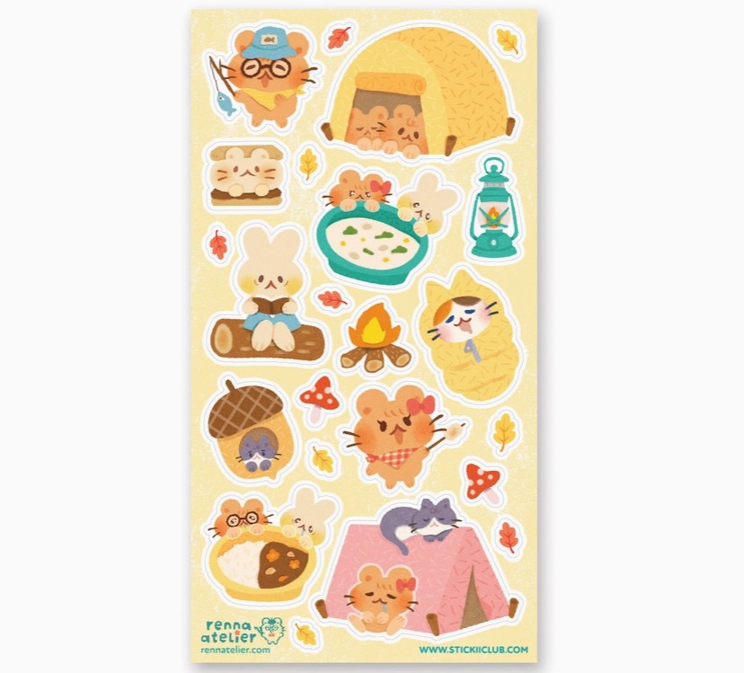 Kawaii Camping Sticker Sheet