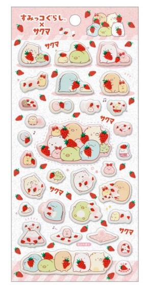 Sumikko Gurashi Sticker Set - 3D Drop - Strawberry Milk Candy - A San-X Official Japan 2024