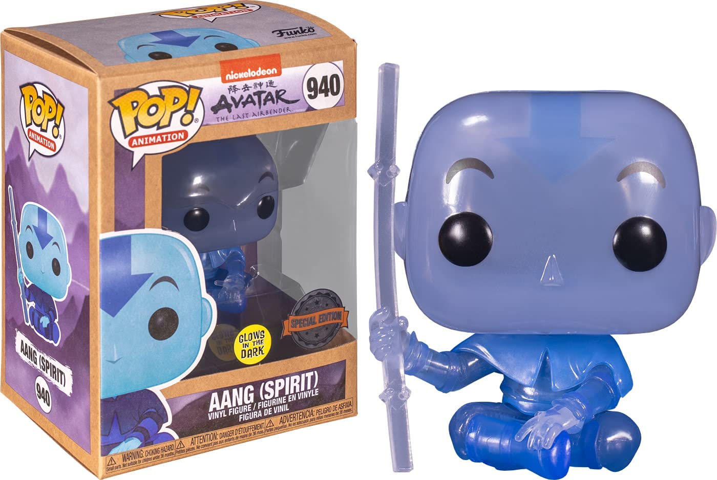 Aang (Spirit) Figure, Glows In The Dark, Special Edition, Avatar The Last Airbender Funko Pop Animation 3.75 Inches - Funko Pop 940