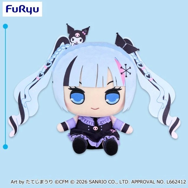 Snow Miku X Kuromi Plush Doll, Vocaloid, 10 Inches, Big Size, Furyu