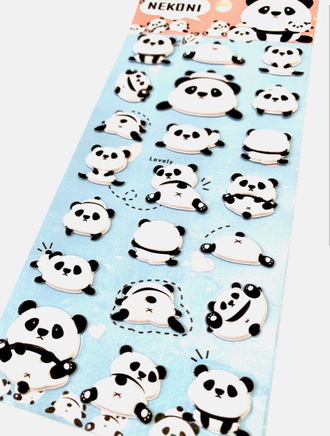 Panda Puffy Sticker Sheet Nekoni