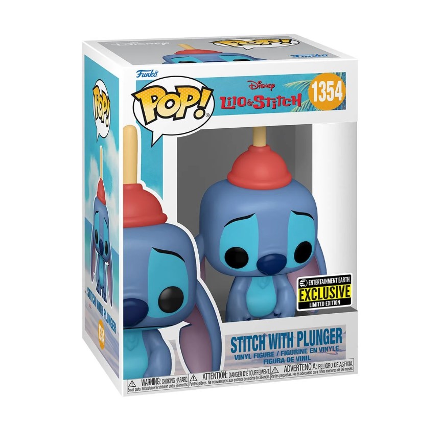 Stitch, with Plunger, Lilo & Stitch, Disney, Funko Pop Animation, 3.75 Inches Funko Pop 1354