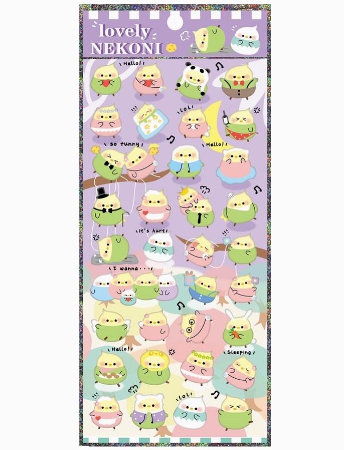 Lovely Chick Parrot Puffy Sticker Sheet Nekoni