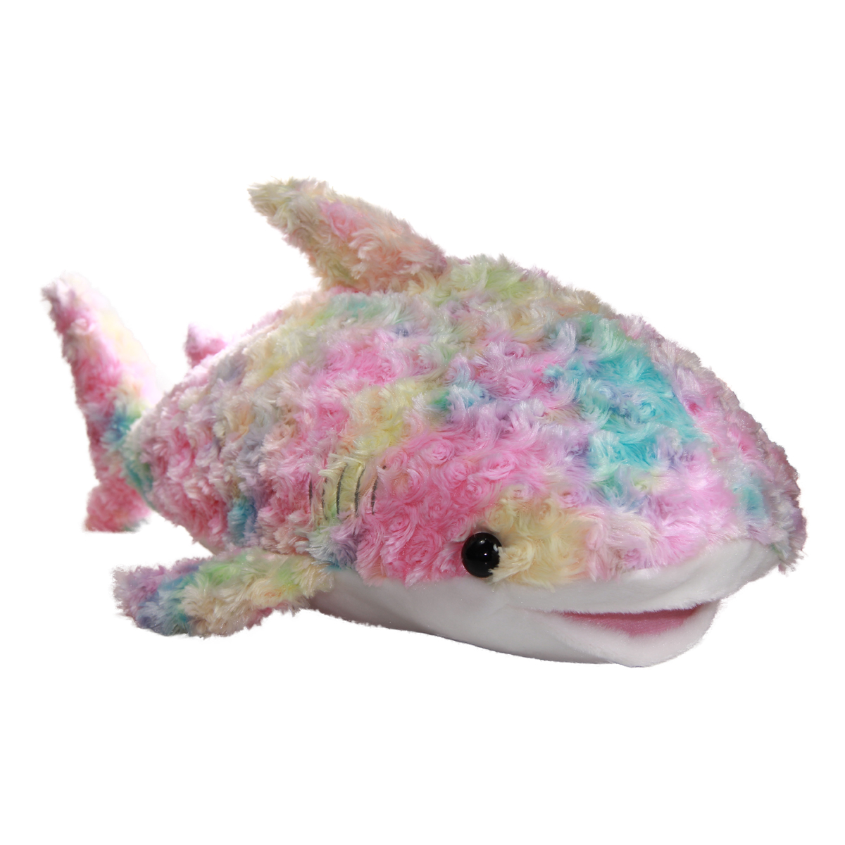 Fuzzy Shark Plush Doll, Rainbow, Kawaii, Super Soft, 17 Inches, Big Size