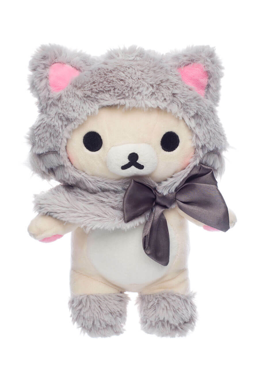 Korilakkuma Dressed In A Grey Hooded Cat Capelet Plush Toy San-X 9 Inches